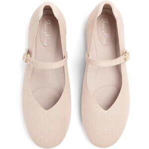 Almond Mary Jane Flats for Women - Breathable Knit, Adjustable Comfort